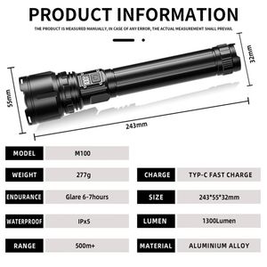 CITICITY Tactical Flashlight High Lumens <b>Rechargeable</b> USB Super Bright <b>LED</b> 4 Modes & Waterproof Outdoor Indoor - Product Image 4