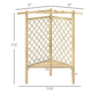 Per Outsunny 55 \ "panche Patio esterno giardino in legno panche parco doghe sedile anteriore Ponch schermo rampicante vite naturale per - Product Image 3