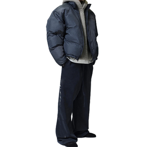 Top Trending Men's Solid <b>Matte</b> Ripstop Nylon Water Repellent Puffer Jacket High Neck Full Zip Winter Insulated Custom OEM - Product Image 3