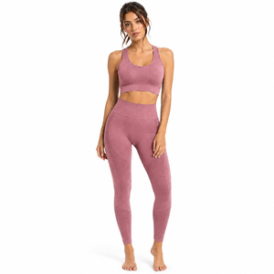 2026 Premium Seamless Women's Gym Wear Set Stretch Fitness Leggings And Sports Bra Custom Activewear Wholesale Supplier - Product Image 1
