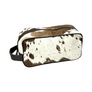 Reusable Leather <b>Large</b> Capacity Handled Hair-on- <b>Bags</b> <b>Makeup</b> Solid Colour OEM Travel Multi-pockets Kit Portable - Product Image 2