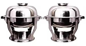 Luxury Glass Casserole Premium Food Warmers Ornate Stainless Steel <b>Buffet</b> <b>Server</b> with Decorative Gold Base & Lid - Product Image 6