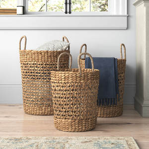 Handmade Woven <b>Seagrass</b> <b>Storage</b> <b>Basket</b> with Handles Decorative and Functional for Home Use - Product Image 2
