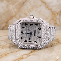 Montre en moissanite en gros, fabricant de montres en moissanite, montre en moissanite entièrement sertie pour mariage de luxe
