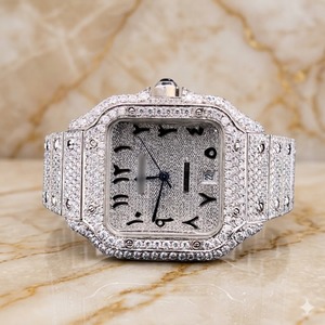 Montre en moissanite en gros, fabricant de montres en moissanite, montre en moissanite entièrement sertie pour mariage de luxe - Product Image 3