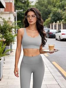 Female Dual Strap T Back Active Bra Soft <b>Compression</b> Fitness <b>Top</b> Wide Underband Removable Cups Athleisure Apparel Factory Base - Product Image 3