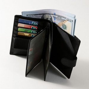 Portefeuille pour homme en cuir véritable avec blocage RFID, logo personnalisé, porte-cartes sécurisé, portefeuille en cuir anti-vol RFID personnalisé OEM pour homme - Product Image 3