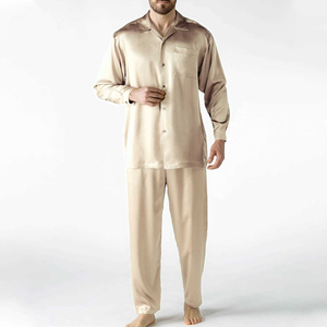 Ensemble de pyjamas de luxe en satin pour hommes 2026 – Collection printemps-été respirante à manches longues et boutonnée – Vêtements de nuit pour hommes en gros - Product Image 1