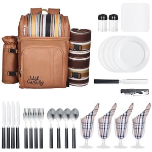 Zaino da Spiaggia e Picnic alla Moda per 4 Persone con Scomparto Termico, Portabottiglie/Stivaletto Vino Staccabile e Luce Integrata - Product Image 1