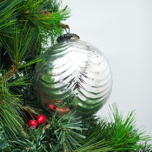 Wholesale Shiny Silver Glass Christmas <b>Ornament</b> Transparent Round Hanging Bauble Elegant Tree Decoration - Product Image 3