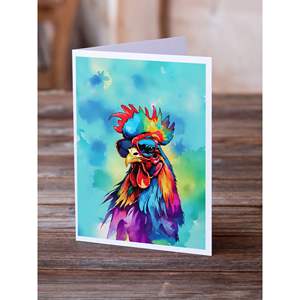 Lunatique A7 Taille 5x7 Nouveau Hippie Animal Coq Vierge Note Cartes De Voeux Pack de 8 avec Enveloppes - Product Image 2