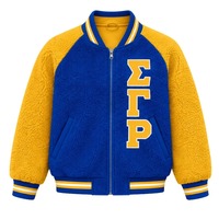 Blouson Bomber Réversible Femme Personnalisé Sigma Gamma Rho en Sherpa, Polaire Chaude Double Face, Vêtement d'extérieur pour Sororité Grecque, OEM ODM Vente en Gros