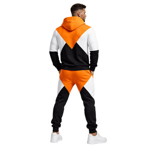 Conjunto Deportivo para Hombre, Color Naranja y Negro, Felpa, Corte Ajustado, Sudadera con Cierre y Pantalones Jogger, Ropa Deportiva Casual para Gimnasio, Fitness y Uso Diario - Product Image 4