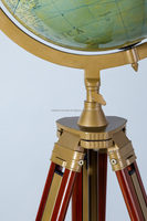 Globo Terráqueo Moderno de Metal/Madera con Soporte de Trípode Resistente para Exhibición Educativa en el Hogar y la Oficina (Tamaño y Logotipo Personalizables)