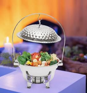 Recipiente redondo de acero inoxidable de 4.76 cuartos de galón para calentar comida tipo buffet con tapa al mejor precio - Product Image 5