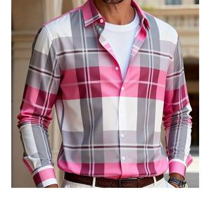 Chemise en flanelle 100 % coton pour homme, manches longues, col montant, boutonnée, motif à carreaux, tricotée, chaude, décontractée, pour le bureau, de BD - Product Image 3