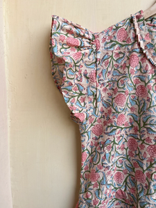 Robe d'été courte en coton imprimée à la main style bohème, collection 2026, en gaze de coton indien pour femme - Product Image 3