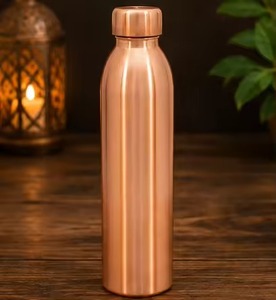 Pure copper water <b>bottle</b> Handcrafted copper drinkware Engraved copper <b>bottle</b> lid Minimalist copper water container - Product Image 5