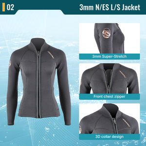 Traje de Neopreno Aropec de 3mm de Grosor para Mujer, 2 Piezas (Chaqueta y Pantalones) con Diseño Impreso en Serigrafía para Snorkel, Surf y Buceo OEM/ODM - Product Image 4