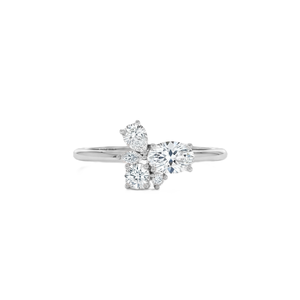 IGI Certified Floral Cluster 10K 14K Solid Gold <b>Ring</b> Oval & Round Multi Shape Lab Diamond Moissanite <b>Dainty</b> Unique Wedding Band - Product Image 3