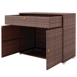 Armadio Contenitore Impermeabile in Rattan PE per Esterni con Cassetto, Marrone Misto, per Piscina Interna ed Esterna - Product Image 1