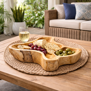 Plateau de service en racine de teck moderne, écologique et artisanal de luxe ARTERRA - Product Image 2