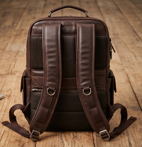 PU Leather <b>Laptop</b> <b>Backpack</b> With Zipper Closure Durable Softback Classic Style Unisex 20-39 Litre Capacity <b>Laptop</b> Bags Unisez - Product Image 3