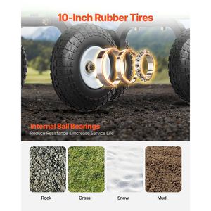 Carrello da Giardino in Acciaio Resistente con Capacità di 300 Kg e Pneumatici da 10 Pollici, Carrello Utilitario da Esterno Trainabile - Product Image 5