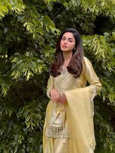 Tradicional seda algodón Midi fiesta desgaste cosido Sharara Gharara bordado indio trabajo 3 piezas conjunto listo diseñador étnico - Product Image 4