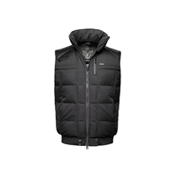 Gilet matelassé noir pour homme, col montant, fermeture éclair, coupe-vent, rembourrage en polyester, veste décontractée d'hiver, coupe régulière