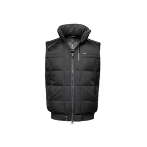 Gilet matelassé noir pour homme, col montant, fermeture éclair, coupe-vent, rembourrage en polyester, veste décontractée d'hiver, coupe régulière - Product Image 1