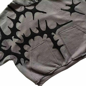 Sweat à capuche zippé pour homme en coton mélangé, délavé à l'acide, effet vieilli, brodé, en polaire, séchage rapide, respirant, décontracté - Product Image 3