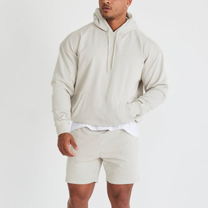 Sweat-shirt à capuche surdimensionné pour homme en molleton uni, décontracté, à manches longues, respirant, en coton, pour l'automne - Product Image 5