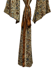 Nouvelle Robe Kimono en Soie Patchwork, Cache-maillot de bain, Vêtement de Nuit, Longue Robe, Kimono Indien Vintage Fait Main en Soie Recyclée - Product Image 6