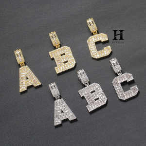 Collar con Inicial Personalizada con Diamantes Cultivados en Laboratorio, Letras A-Z, Colgante de Oro de 14K, Joyería Hip Hop para Hombre, Moissanita VVS - Product Image 3