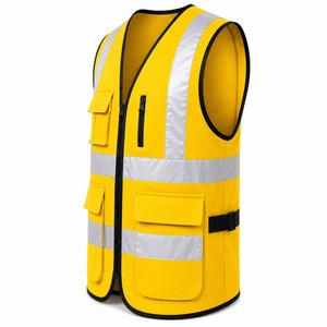Trending Multi Pocket Reflective Safety Vest Yellow Color Zipper Front Breathable <b>Mesh</b> Fabric Site Supervisor Uniform Wholesale - Product Image 4