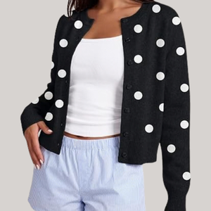 Cardigan court décontracté en laine brodé pour femme Legends Crown – Collection Automne 2026-2027 - Product Image 1