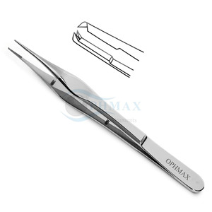 OPHMAX Conjunctival Fixation Forceps 12 Oblique 0.80mm Teeth Tying <b>Platform</b> Manual Stainless Steel Hospital Use Eye Surgical - Product Image 1