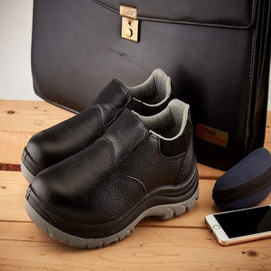 Chaussures de sécurité en cuir pour hommes avec embout en acier, lacets, anti-écrasement, bottes de travail d'usine, semelle intermédiaire composite, imperméables, respirantes, doublure en maille - Product Image 4