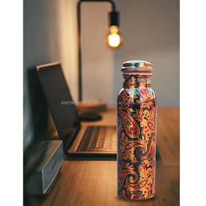 Venta caliente Nueva llegada Botella de agua de cobre puro a prueba de fugas Tamaño personalizado Esmalte Diseño impreso para gimnasio y botella de uso de yoga - Product Image 4