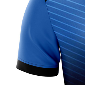 เสื้อเชิ้ตยูนิเซ็กซ์ สีน้ำเงิน-ดำไล่เฉด แขนสั้น ปกคอพับ ซับเหงื่อ ระบายอากาศได้ดี ผลิตจากโพลีเอสเตอร์ 100% ทรงปกติ ป้องกันแบคทีเรีย - Product Image 3