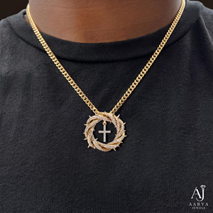 Collier Pendentif Croix Couronne d'Épines en Moissanite Plaqué Rhodium Unisexe Bijoux Hip Hop Spirituels pour Fête - Product Image 5