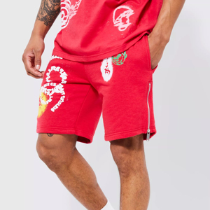 Short décontracté pour homme avec logo personnalisé, séchage rapide, 100 % coton respirant, impression numérique, taille mi-élastique, poche unie - Product Image 1