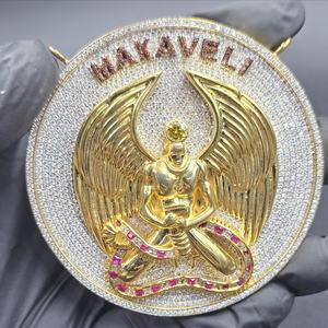จี้รูปปีกนางฟ้ามาคาเวลี จี้ฮิปฮอปประดับเพชร จี้เงินแท้ 925 สไตล์ทูพัค จี้แร็ปเปอร์แบบหรูหรา - Product Image 1