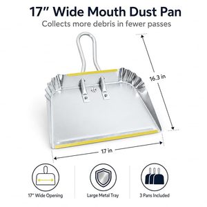 Stainless Steel Heavy Duty Dust <b>Pan</b> with Flagged Bristle <b>Handle</b> Small Modern Cleaning Tool Durable Hand Dustpan for Home Office - Product Image 2