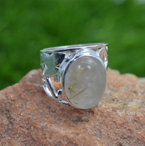 Anillo de Rutilo Dorado Natural, Plata de Ley 925, Anillo de Piedras Preciosas Hecho a Mano para Mujer - Product Image 6