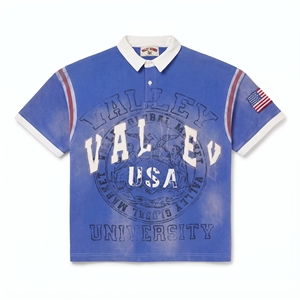 Custom <b>Men's</b> <b>Green</b> Preppy <b>Polo</b> <b>Shirt</b> Short Sleeve Cotton Embroidered and Printed Logo Front American Flag Patch OEM/ODM - Product Image 3