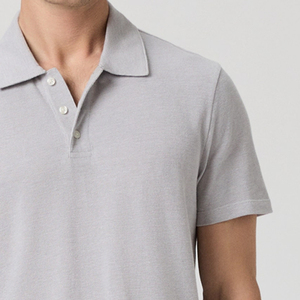 High Quality Stitching Casual Outdoor Wear Men Solid Color Tee Shirt With Short Sleeves / Turn <b>Down</b> Collar OEM Service Designing - Product Image 4