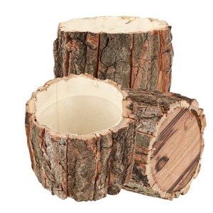 Florero de Madera de Roble Hecho a Mano al por Mayor |   Macetas de Madera Natural de la India - Product Image 4