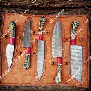 5-Piece Set of Chef Western Style Cooking Knife Household <b>Slicing</b> Knife Damascus Steel Kitchen Knife Chef Set Pakka <b>Wood</b> Handle - Product Image 2
